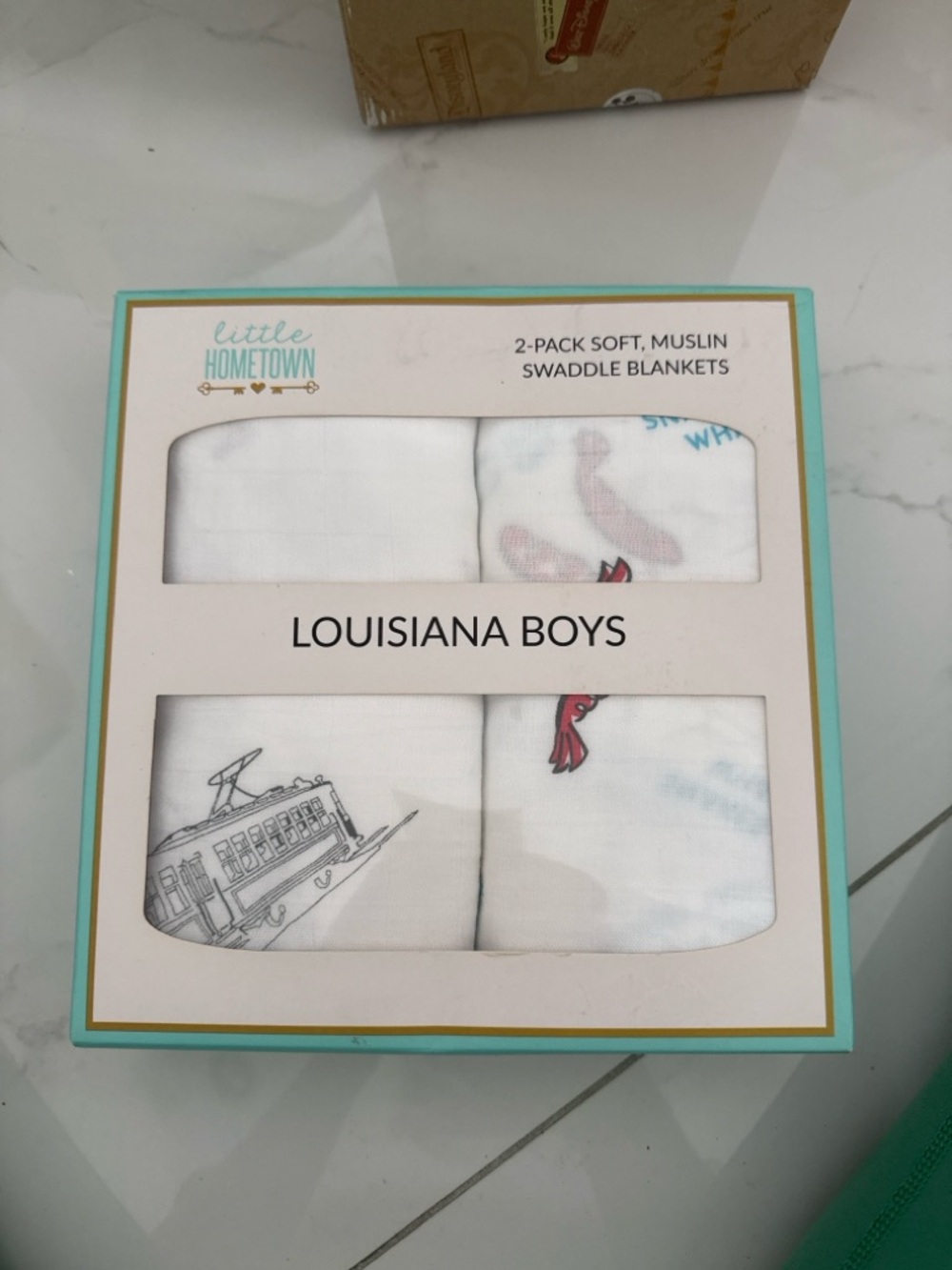 Little Hometown Louisiana Boys Muslin Swaddle Blanket Set (2-Pack) NIB